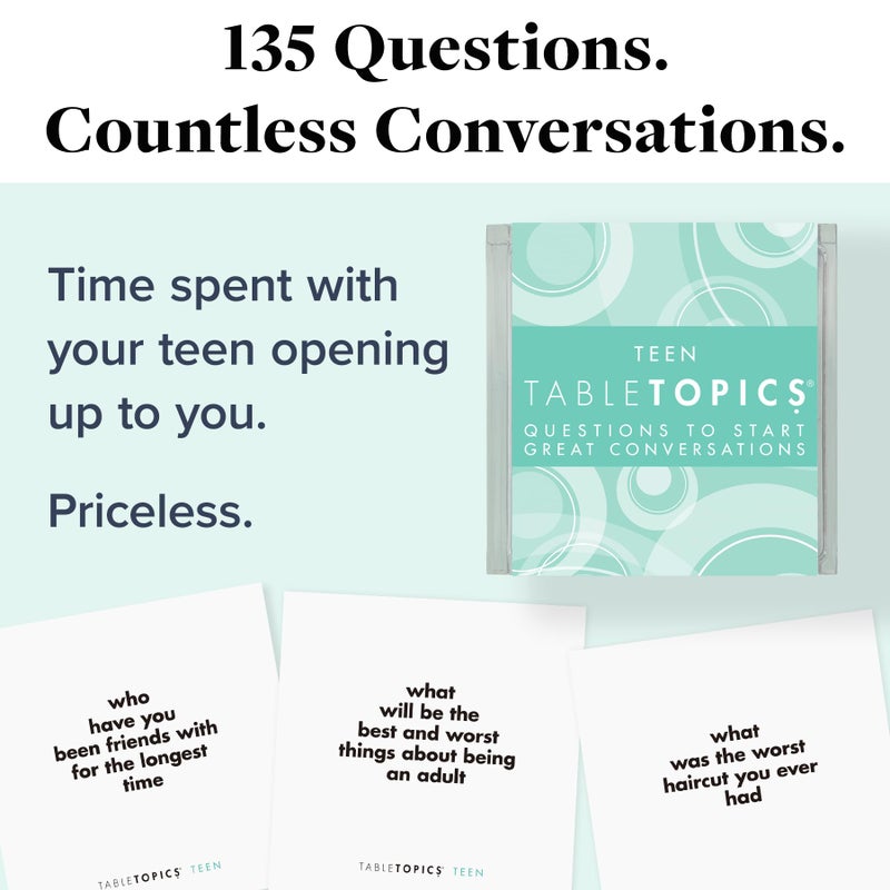 TableTopics Teen Conversation Cards for Teenagers with Their Family & Friends, 135 Fun Questions for Connection at Dinnertime, Hangouts, Game Night, & Classrooms - Image 2